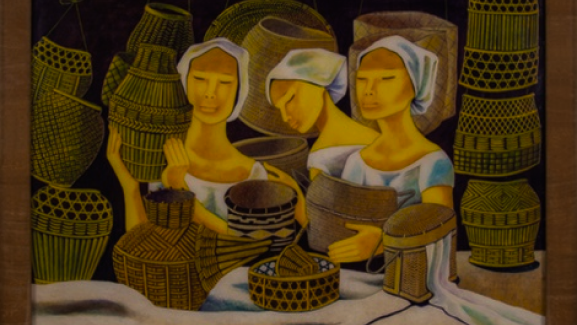 Three Women and Baskets, 1950-1960